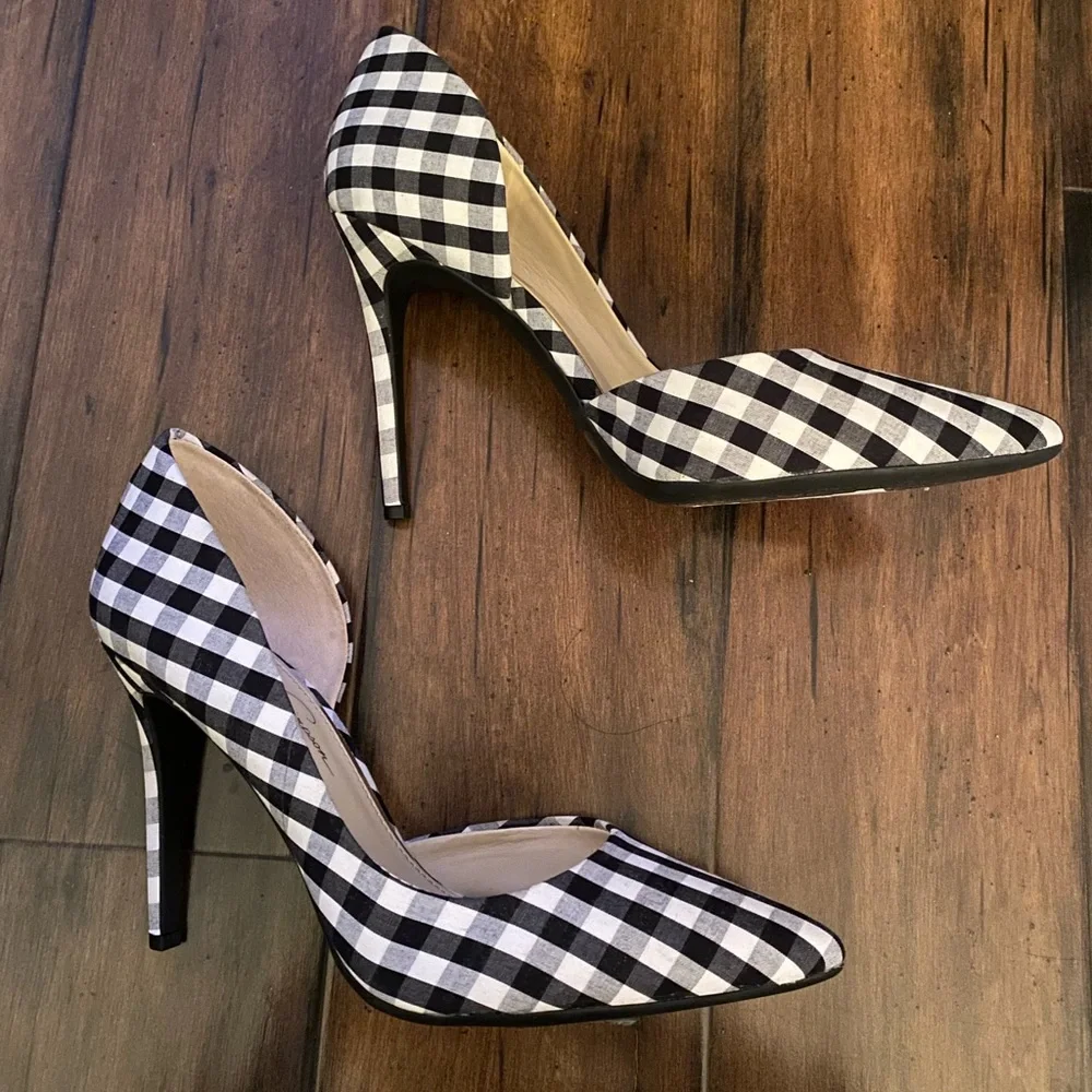 Jessica Simpson Gingham Black and White Heels - Picture 2 of 8